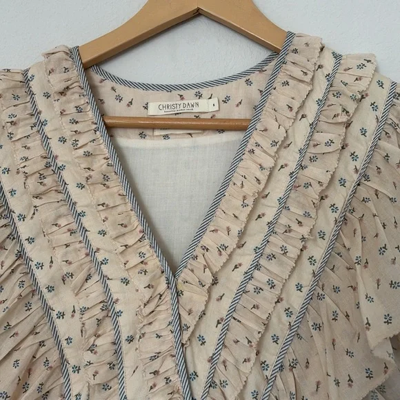 Christy Dawn 🌼 Kori Cotton Dress in Daffodil Cream Floral Maxi Midi Dress (S) - Picture 4 of 7